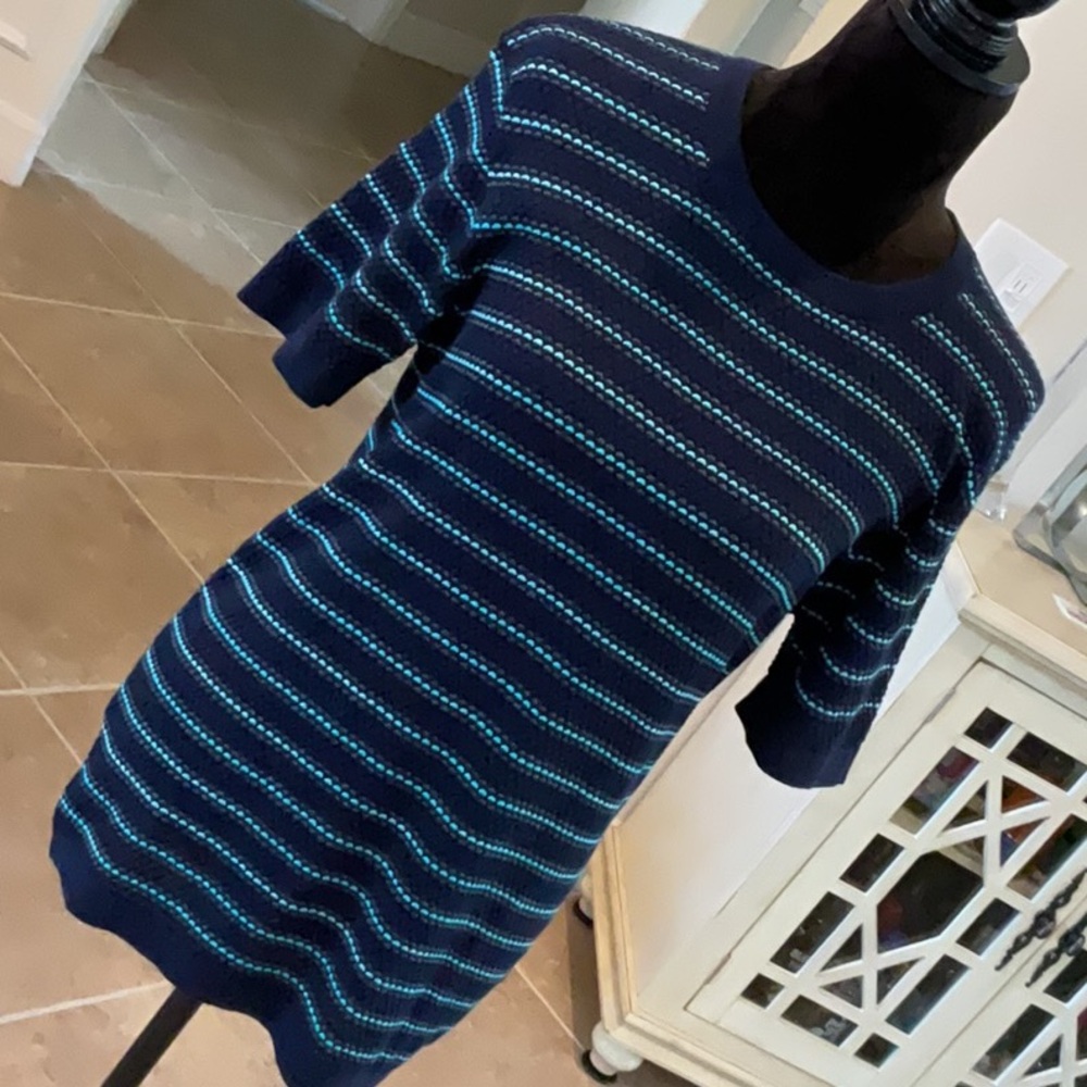 Saks Fifth Avenue short sleeve knit top, blue, size S